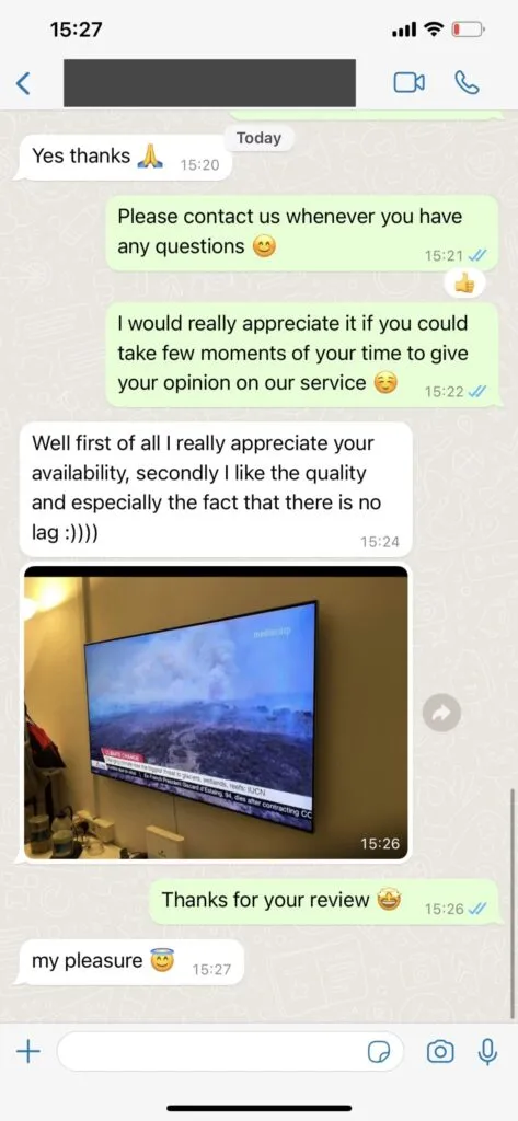Real WhatsApp customer support conversation screenshot showing verified Sapphire IPTV activation