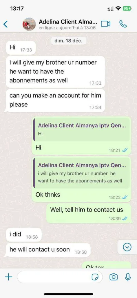 Real WhatsApp customer support conversation screenshot showing verified Sapphire IPTV activation