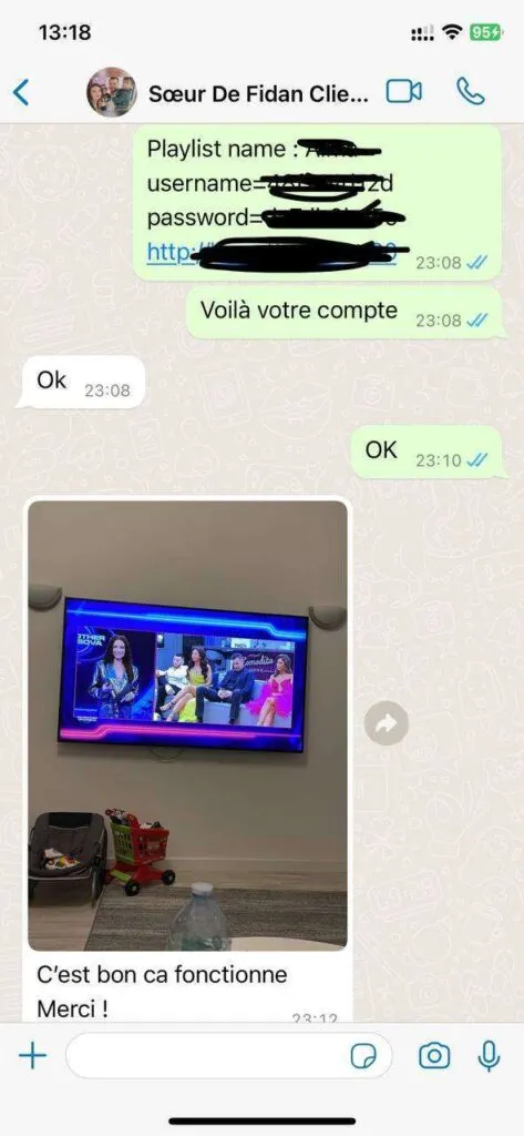 Real WhatsApp customer support conversation screenshot showing verified Sapphire IPTV activation